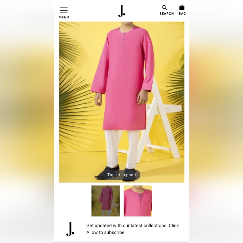 Pakistani Indian Boys Pink Kurta, Junaid Jamshed JJ brand, size 6, gently worn